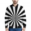 Black And White Radial Rays Print Bomber Jacket