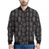Black And White Robot Pattern Print Bomber Jacket