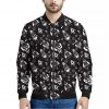 Black And White Rocket Pattern Print Bomber Jacket