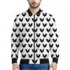 Black And White Rooster Pattern Print Bomber Jacket