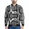 Black And White Snakeskin Print Bomber Jacket