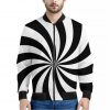 Black And White Swirl Print Bomber Jacket