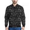 Black And White Totem Pattern Print Bomber Jacket