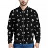 Black And White UFO Pattern Print Bomber Jacket