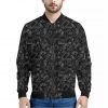 Black And White Video Game Pattern Print Bomber Jacket