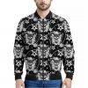 Black And White Wicca Devil Skull Print Bomber Jacket