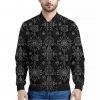 Black And White Wiccan Mystic Print Bomber Jacket