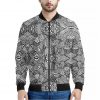Black And White Zentangle Pattern Print Bomber Jacket