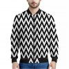 Black And White Zigzag Pattern Print Bomber Jacket