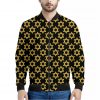 Black And Yellow Star of David Print Bomber Jacket