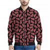 Black Bacon Pattern Print Bomber Jacket