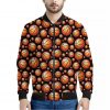 Black Basketball Pattern Print Bomber Jacket