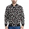 Black Bowling Pins Pattern Print Bomber Jacket