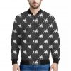 Black Bull Terrier Pattern Print Bomber Jacket