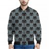 Black Cat Knitted Pattern Print Bomber Jacket