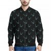 Black Cheshire Cat Pattern Print Bomber Jacket
