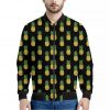 Black Cute Pineapple Pattern Print Bomber Jacket