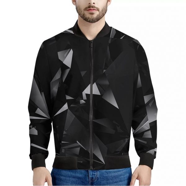 Black Diamond Print Bomber Jacket