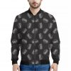 Black Doodle Sandwich Pattern Print Bomber Jacket