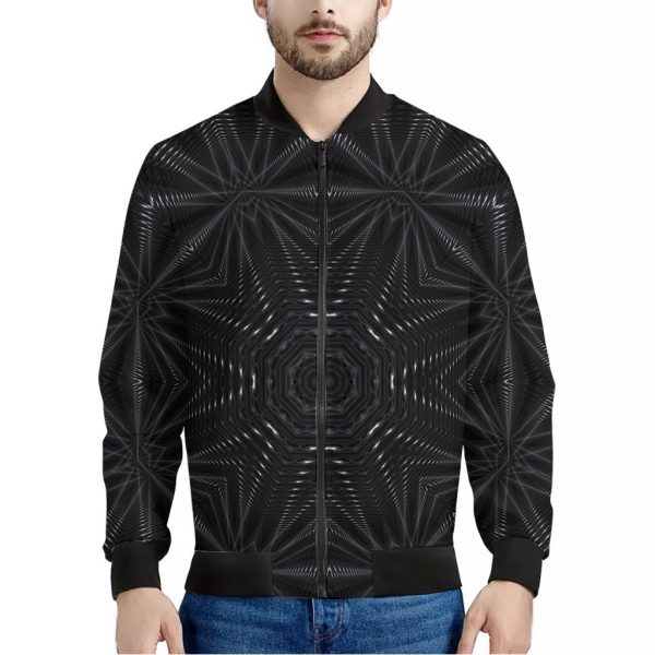 Black Kaleidoscope Print Bomber Jacket