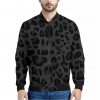 Black Leopard Print Bomber Jacket