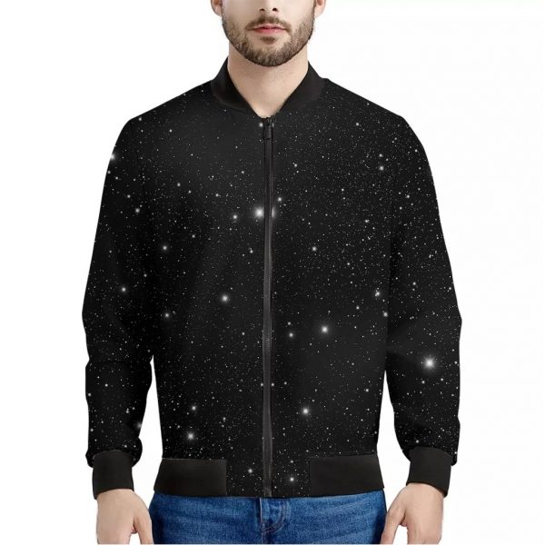 Black Space Print Bomber Jacket