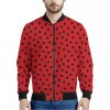 Black Spots Ladybird Pattern Print Bomber Jacket