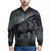 Black Stallion Horse Print Bomber Jacket