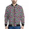 Black Striped Ice Cream Pattern Print Bomber Jacket