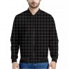 Black Tattersall Pattern Print Bomber Jacket