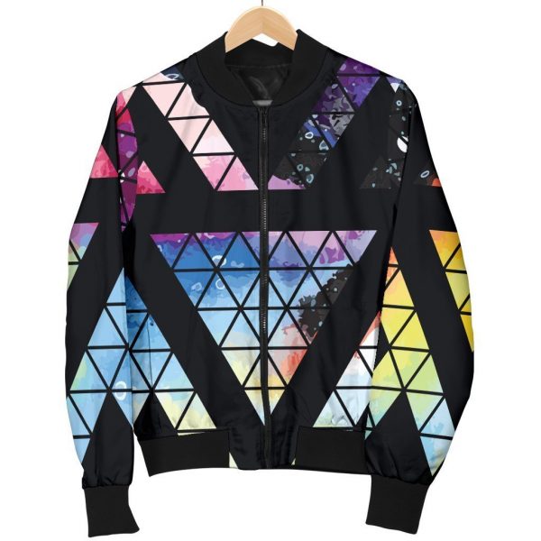 Black Triangle Galaxy Space Print Bomber Jacket