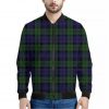 Black Watch Tartan Pattern Print Bomber Jacket