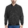 Black Western Damask Floral Print Bomber Jacket