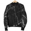 Black White Grunge Marble Print Bomber Jacket