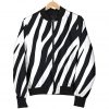 Black White Zebra Pattern Print Bomber Jacket