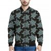 Blue And Black Sea Turtle Pattern Print Bomber Jacket