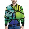 Blue And Green Stained Glass Print Bomber Jacket
