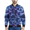 Blue And Purple Lightning Print Bomber Jacket