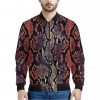 Blue And Red Snakeskin Print Bomber Jacket