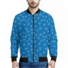 Blue And White Stethoscope Pattern Print Bomber Jacket