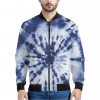 Blue And White Tie Dye Print Bomber Jacket