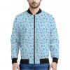 Blue Animal Paw Pattern Print Bomber Jacket