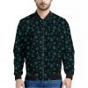Blue Bitcoin Pattern Print Bomber Jacket