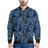 Blue Galaxy Dream Catcher Pattern Print Bomber Jacket