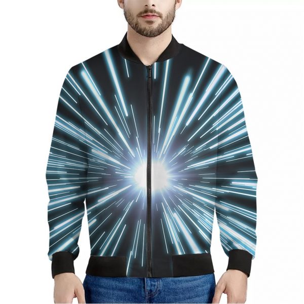 Blue Lightspeed Print Bomber Jacket