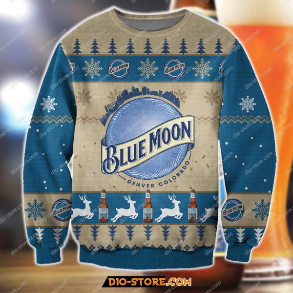 Blue Moon Knitting Pattern 3D Print Ugly Christmas Sweatshirt