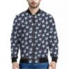 Blue Origami Crane Pattern Print Bomber Jacket