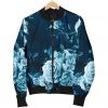 Blue Rose Floral Flower Pattern Print Bomber Jacket