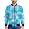 Blue Shibori Tie Dye Print Bomber Jacket