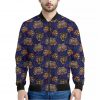 Blue Tiger Tattoo Pattern Print Bomber Jacket